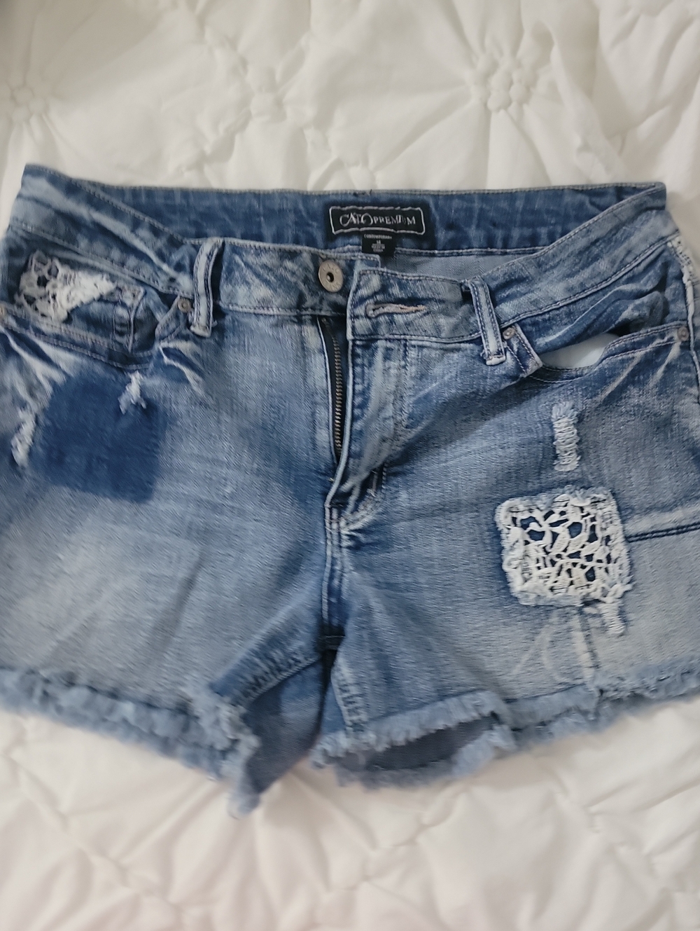 Cato Premium Light Blue Washed Denim Shorts with Button Trim